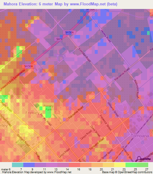 Mahora,New Zealand Elevation Map