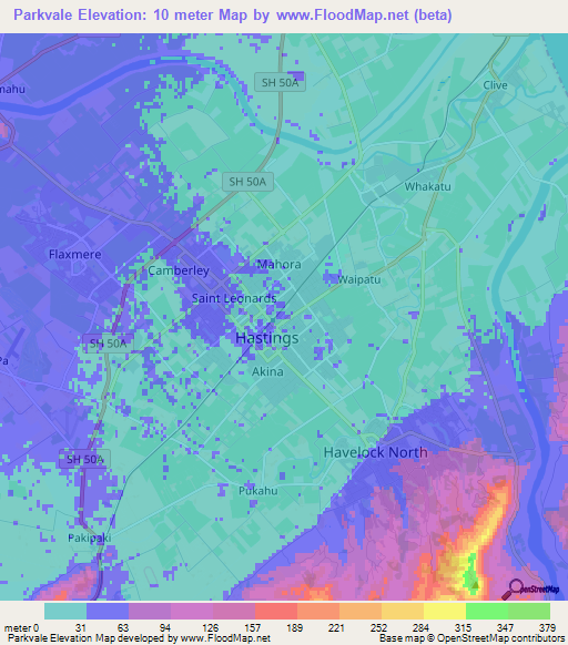 Parkvale,New Zealand Elevation Map
