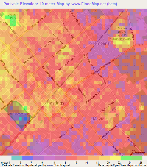 Parkvale,New Zealand Elevation Map