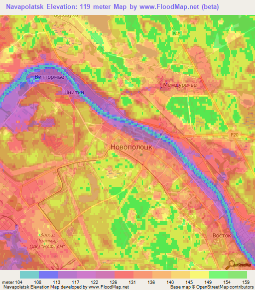 Navapolatsk,Belarus Elevation Map
