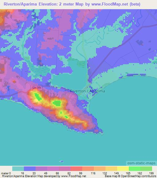 Riverton/Aparima,New Zealand Elevation Map