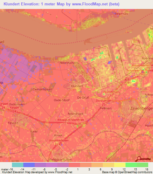 Klundert,Netherlands Elevation Map