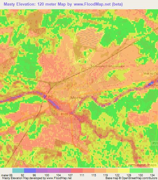 Masty,Belarus Elevation Map