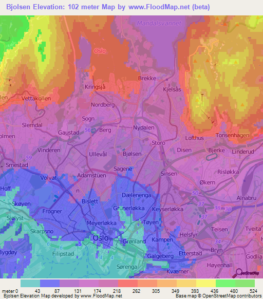 Bjolsen,Norway Elevation Map