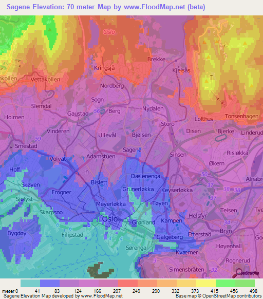 Sagene,Norway Elevation Map