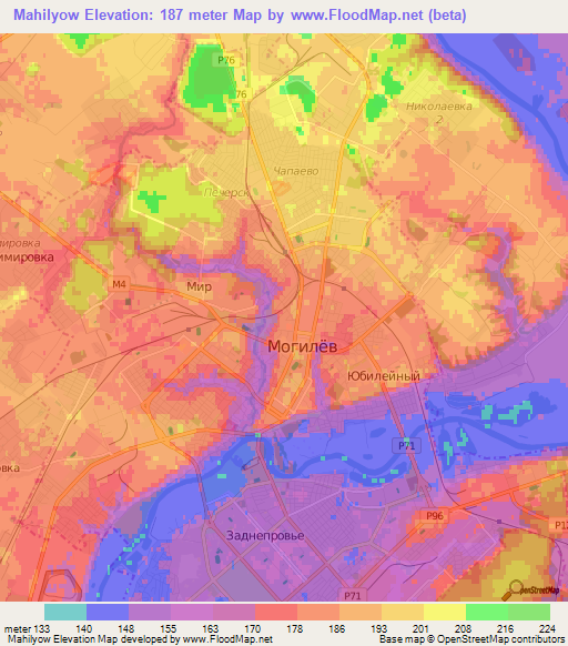 Mahilyow,Belarus Elevation Map