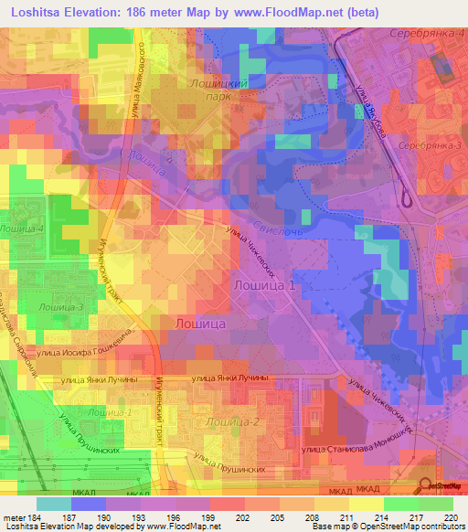 Loshitsa,Belarus Elevation Map