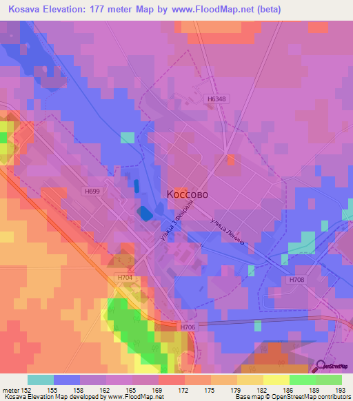 Kosava,Belarus Elevation Map