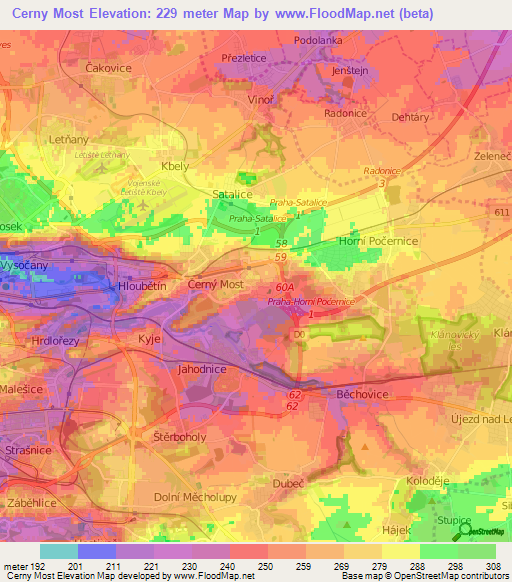 Cerny Most,Czech Republic Elevation Map