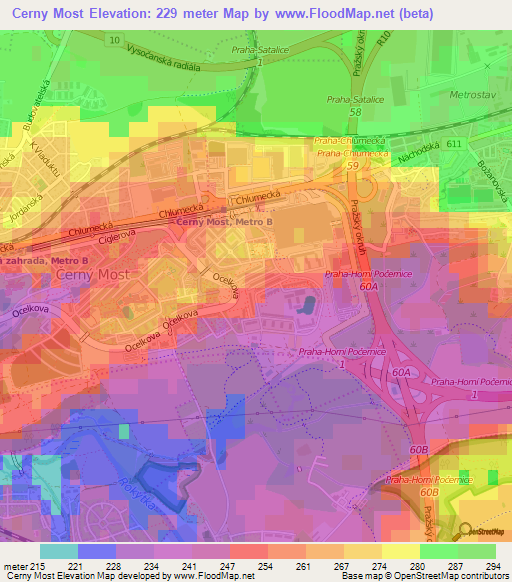 Cerny Most,Czech Republic Elevation Map
