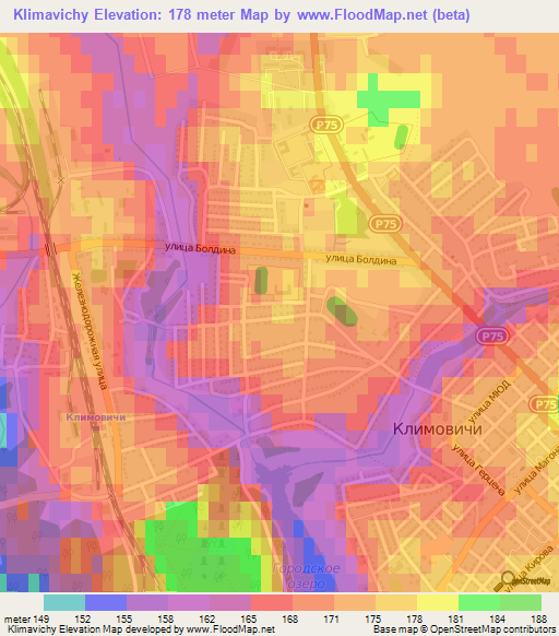 Klimavichy,Belarus Elevation Map