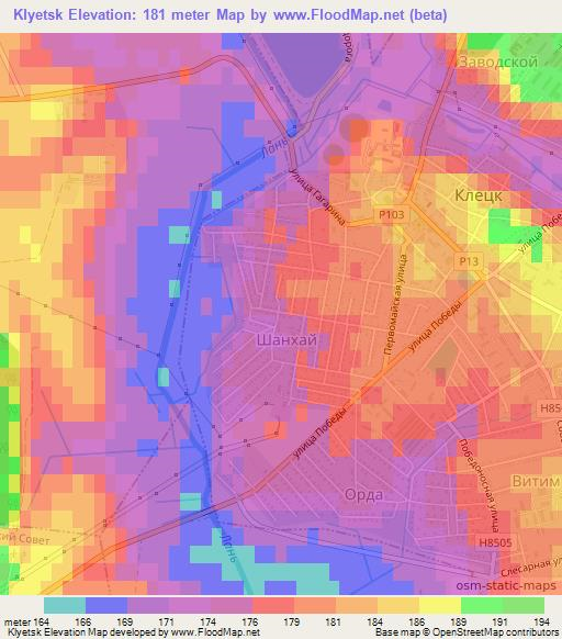 Klyetsk,Belarus Elevation Map