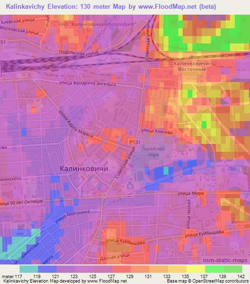 Kalinkavichy,Belarus Elevation Map