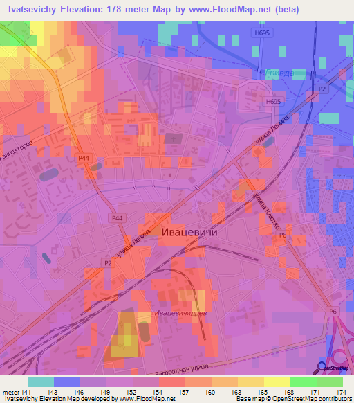 Ivatsevichy,Belarus Elevation Map