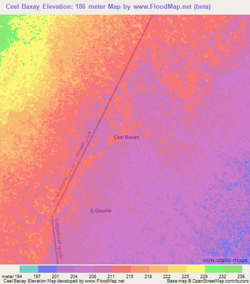Ceel Baxay,Somalia Elevation Map