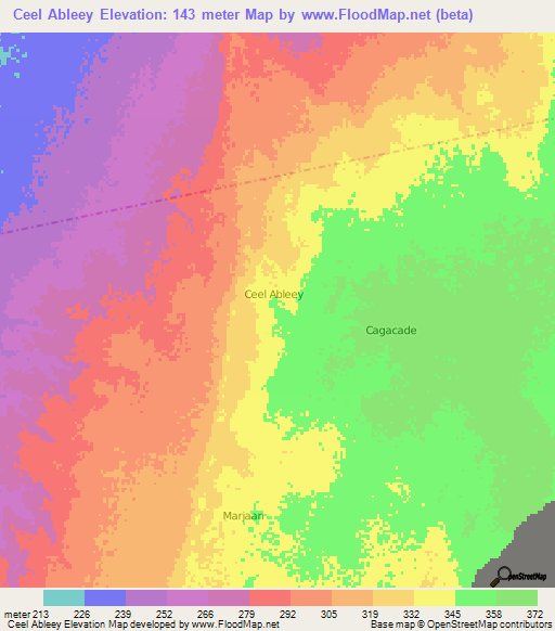 Ceel Ableey,Somalia Elevation Map