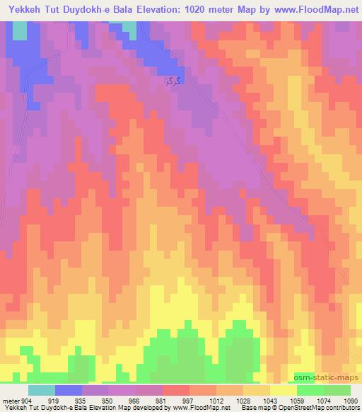 Yekkeh Tut Duydokh-e Bala,Iran Elevation Map