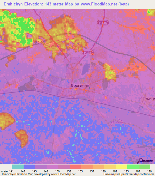 Drahichyn,Belarus Elevation Map