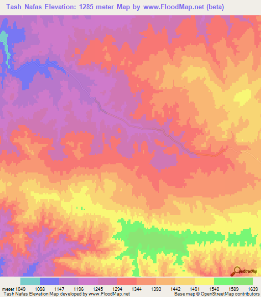Tash Nafas,Iran Elevation Map