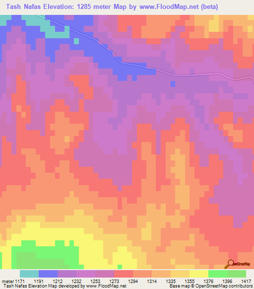 Tash Nafas,Iran Elevation Map
