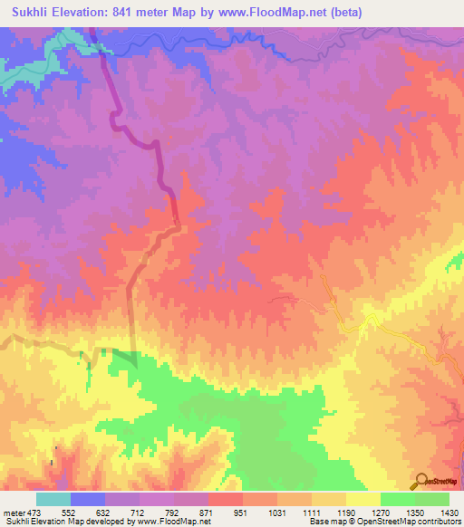 Sukhli,Iran Elevation Map