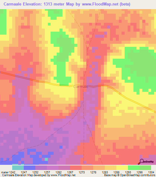 Carmaale,Somalia Elevation Map