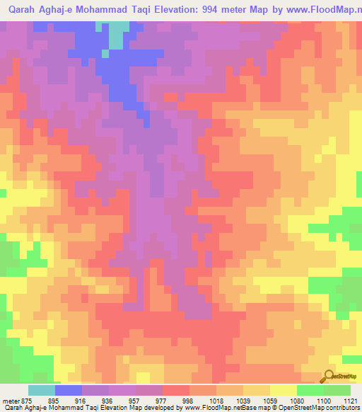 Qarah Aghaj-e Mohammad Taqi,Iran Elevation Map
