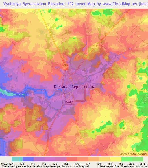 Vyalikaya Byerastavitsa,Belarus Elevation Map