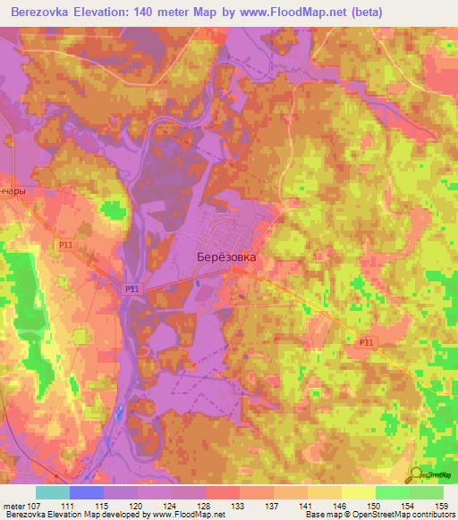 Berezovka,Belarus Elevation Map