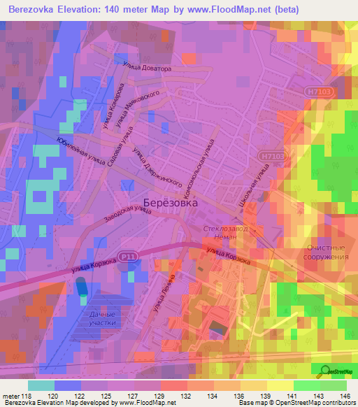 Berezovka,Belarus Elevation Map