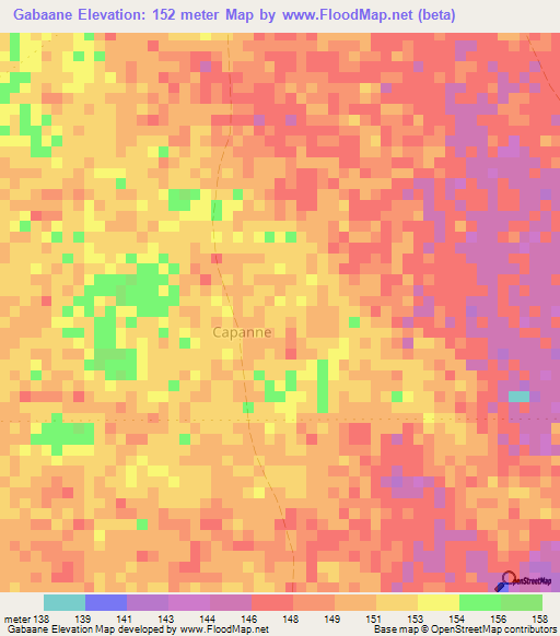 Gabaane,Somalia Elevation Map
