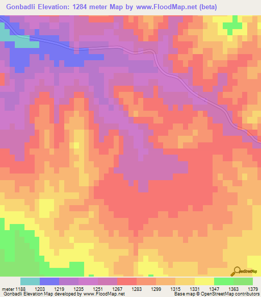 Gonbadli,Iran Elevation Map