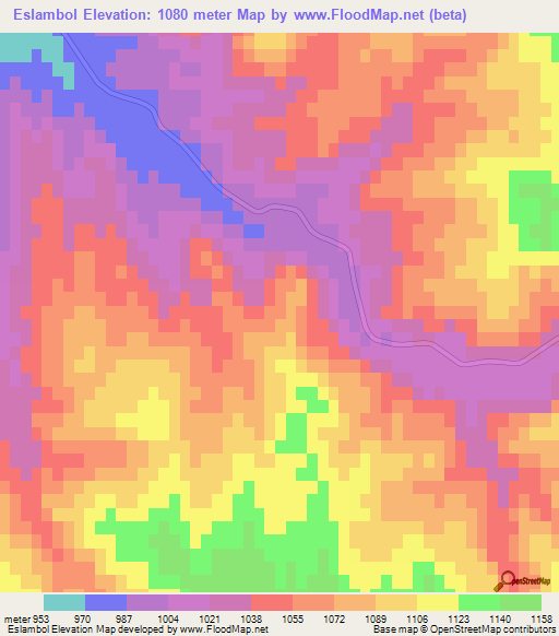 Eslambol,Iran Elevation Map