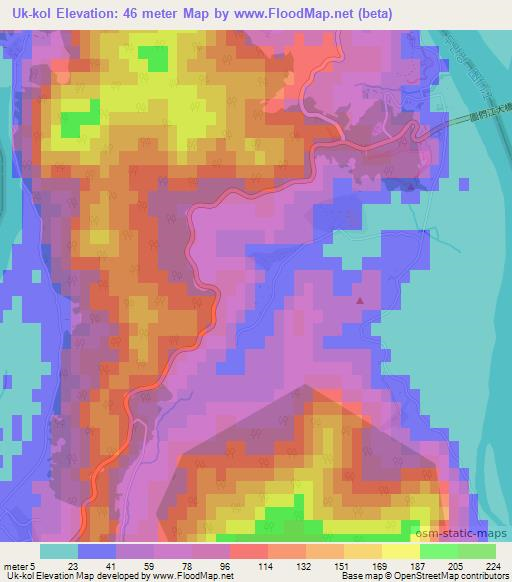 Uk-kol,North Korea Elevation Map