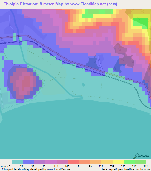Ch'olp'o,North Korea Elevation Map