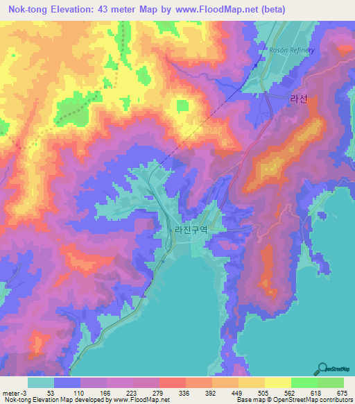 Nok-tong,North Korea Elevation Map