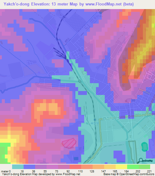 Yakch'o-dong,North Korea Elevation Map