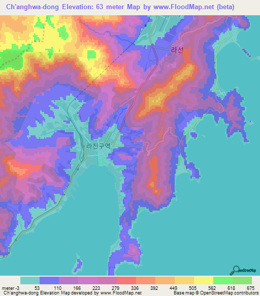 Ch'anghwa-dong,North Korea Elevation Map