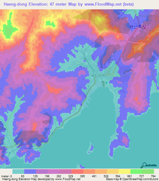 Haeng-dong,North Korea Elevation Map