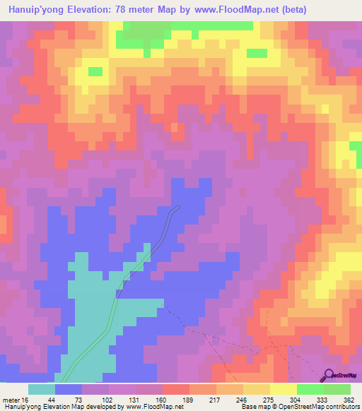 Hanuip'yong,North Korea Elevation Map