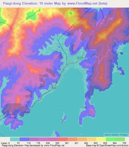Paegi-dong,North Korea Elevation Map