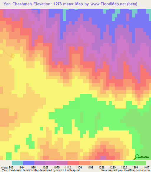 Yan Cheshmeh,Iran Elevation Map