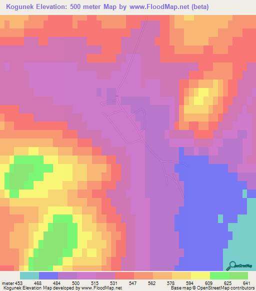 Kogunek,Russia Elevation Map