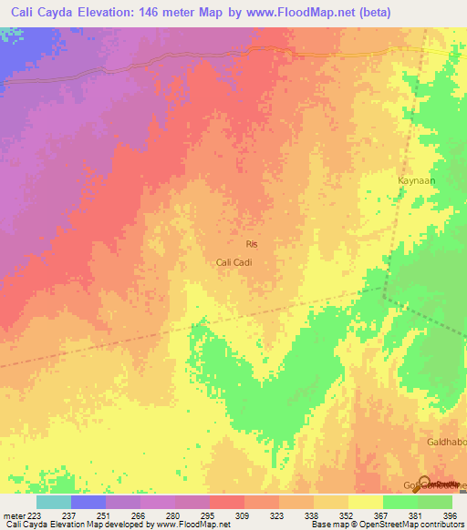 Cali Cayda,Somalia Elevation Map