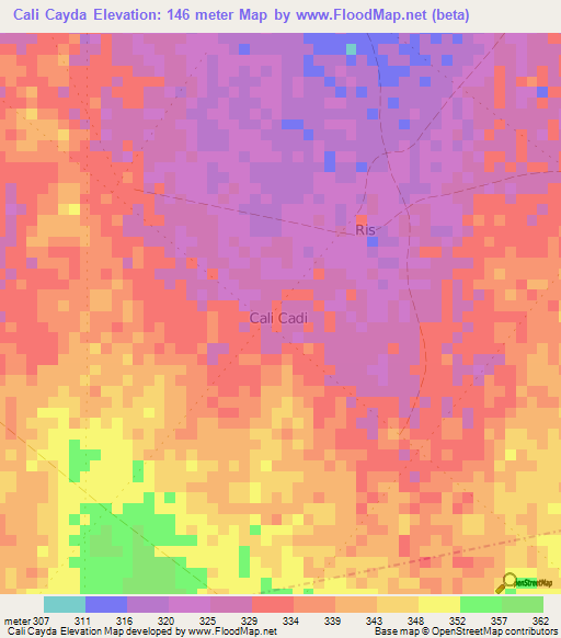 Cali Cayda,Somalia Elevation Map