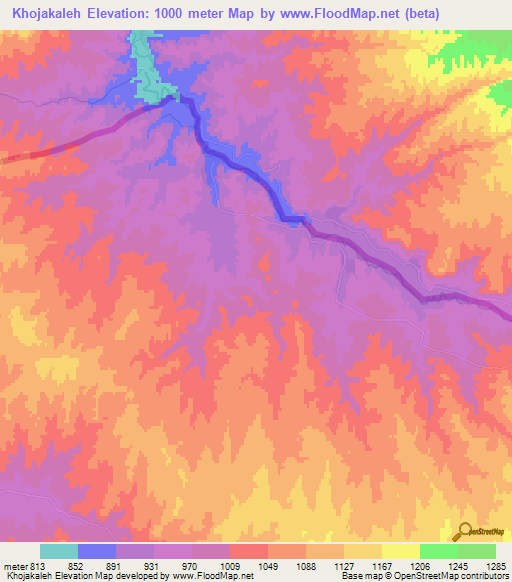 Khojakaleh,Iran Elevation Map