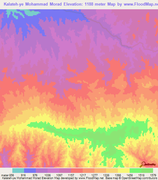 Kalateh-ye Mohammad Morad,Iran Elevation Map