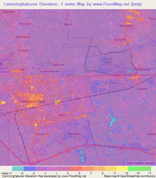 Camminghaburen,Netherlands Elevation Map