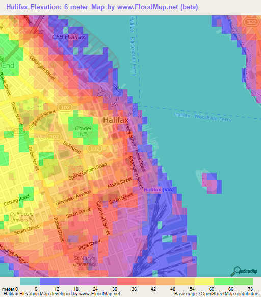 Halifax,Canada Elevation Map