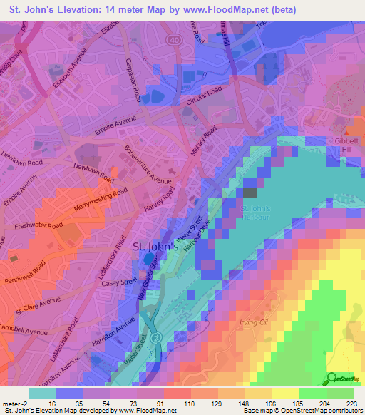 St. John's,Canada Elevation Map